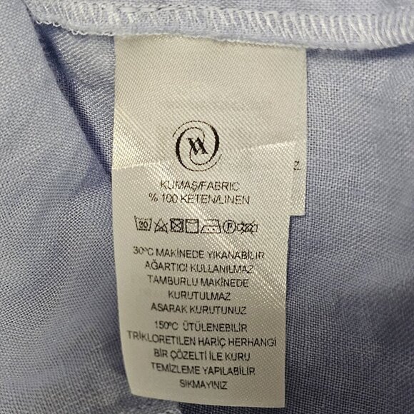 Vakko Mare Turkish Caftan Dress Women Size S Blue Linen - Picture 11 of 14